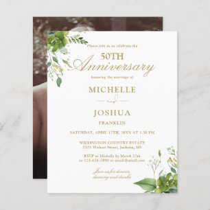 Budget 50th Anniversary Greenery Photo Invitation