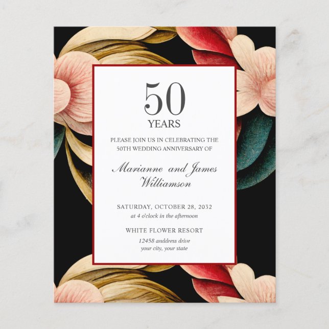 Budget 50th Anniversary VINTAGE FLOWERS PHOTO (Front)