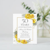 Budget 50th Anniversary Yellow Floral Invitation (Standing Front)