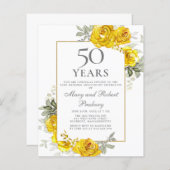 Budget 50th Anniversary Yellow Floral Invitation (Front/Back)