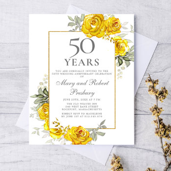 Budget 50th Anniversary Yellow Floral Invitation by Celebrais at Zazzle