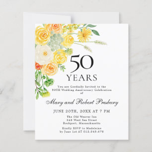 Budget 50th Anniversary Yellow Floral Invitation