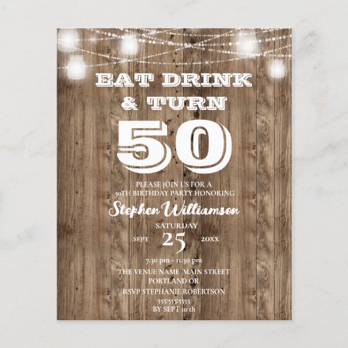 Budget 50th Birthday Barn Wood Eat Drink  Turn 50