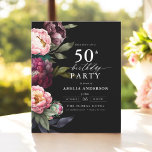 Budget 50th Birthday Burgundy Floral Invitation<br><div class="desc">Celebrate your milestone with a modern moody 50th birthday invitation featuring rich burgundy and blush florals. This elegant design blends deep, dramatic tones with soft, romantic accents, perfect for setting a sophisticated yet inviting atmosphere. The striking floral arrangement adds a touch of luxury, while the contemporary layout keeps it stylish...</div>
