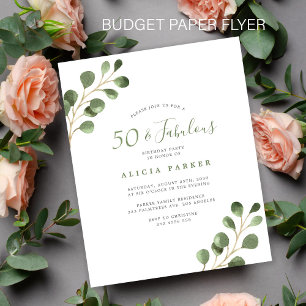 Budget 50th birthday elegant party invitation flyer