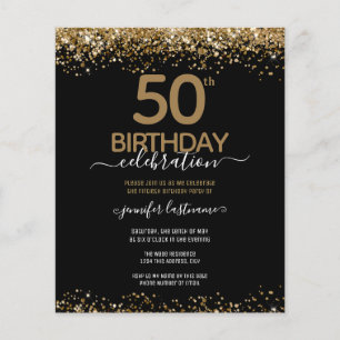 Budget 50th Birthday Glitter Invitation  Flyer