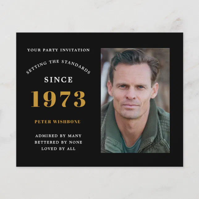 Budget 50th Birthday Invitation 1973 Name Photo Fl Flyer Zazzle