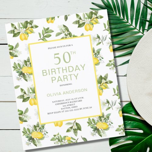 Budget 50th Birthday Lemon Citrus Invitation