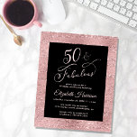 Budget 50th Birthday Party Elegant Rose Gold<br><div class="desc">Budget-friendly elegant and chic black and sparkly rose gold fiftieth birthday party invitation with "50 & Fabulous" in a stylish rose gold script and simple rose gold typography.</div>