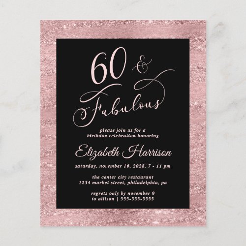 Budget 50th Birthday Party Elegant Rose Gold Flyer