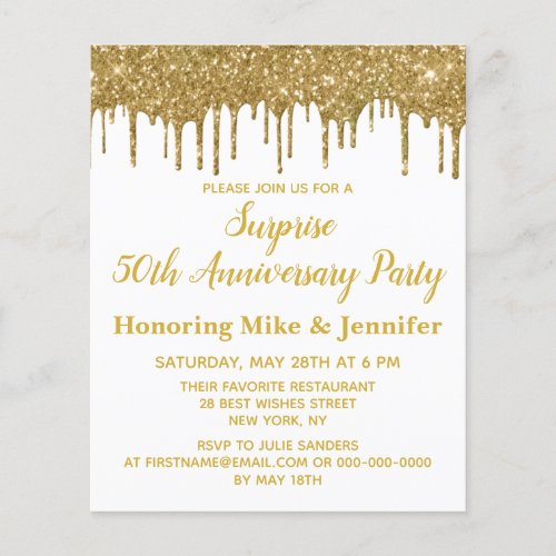 Budget 50th Surprise Party Anniversary Invitations