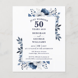 Budget 50th Wedding Anniversary Floral Invitation