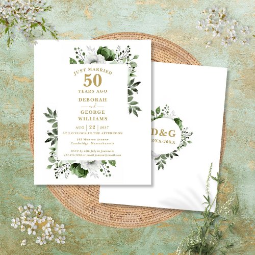 Budget 50th Wedding Anniversary Floral Invitation