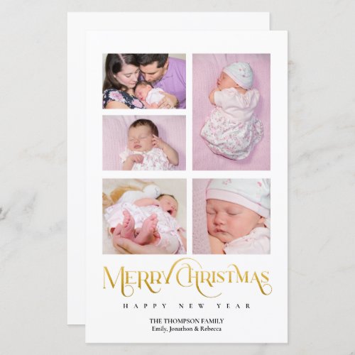 Budget 5 Photo Collage Script Merry Christmas Card