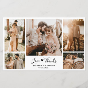 Budget 5 Photo Collage Wedding Thank You Card