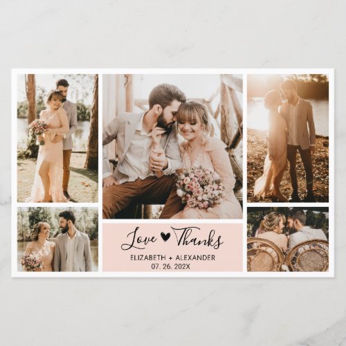 Budget 5 Photo Collage Wedding Thank You Card