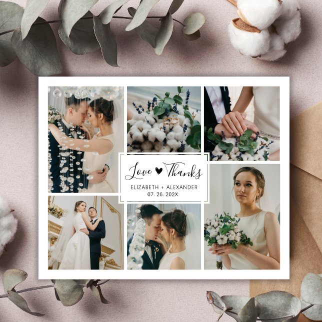 Budget 5 Photo Collage Wedding Thank You Postcard (Creator Uploaded)