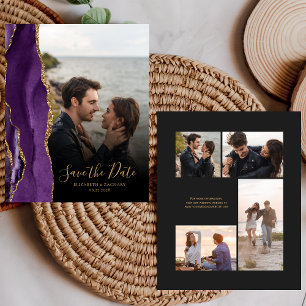 Budget 5-Photo Purple Gold Agate Save the Date