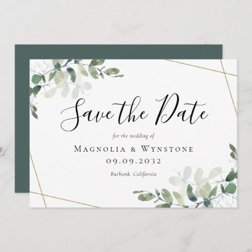 BUDGET 5x7 Eucalyptus Wedding Save The Date  Note Card