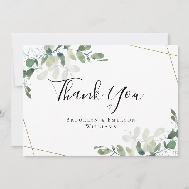 BUDGET 5x7 Eucalyptus Wedding Thank You  Note Card (Front)