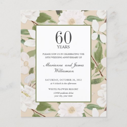 Budget 60th Anniversary PHOTO White Flowers ivory