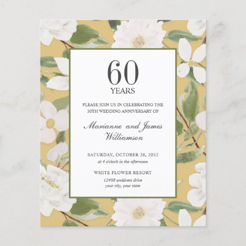 Budget 60th Anniversary White Flowers  yellow 