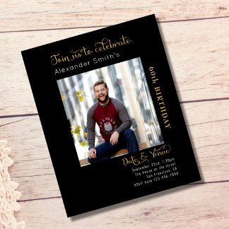 Budget 60th Birthday Black Invitation Flyer