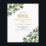 Budget 60th Birthday Eucalyptus Invitation Flyer<br><div class="desc">Budget 60th birthday eucalyptus invitation flyer. Easy to replace the text with your own.</div>