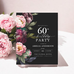 Budget 60th Birthday Moody Floral Invitation Flyer