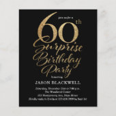 Budget 60th Birthday Party Black & Gold Invitation (Front)
