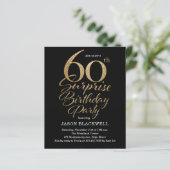 Budget 60th Birthday Party Black & Gold Invitation (Standing Front)