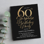 Budget 60th Birthday Party Black & Gold Invitation<br><div class="desc">Budget surprise 60th birthday party invitation in black and gold.</div>