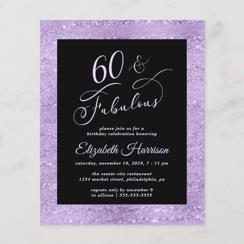 Budget 60th Birthday Party Elegant Purple