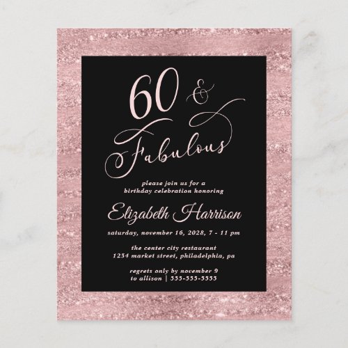 Budget 60th Birthday Party Elegant Rose Gold