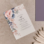 Budget 60th Birthday Pink Floral Script Invitation<br><div class="desc">Dusty Blue Pink Floral Surprise 60th Birthday party budget invitation you can easily customize with your party details by clicking the "Personalize" button.</div>