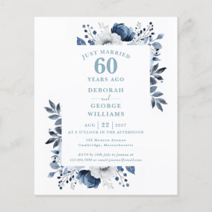 Budget 60th Wedding Anniversary Floral Invitation