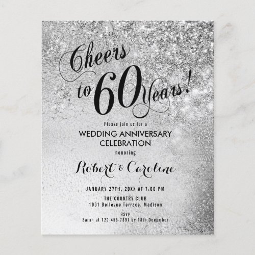 Budget 60th Wedding Anniversary Silver Invitation Flyer