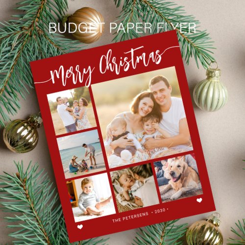 Budget 6 family photo Merry Christmas holiday card Flyer