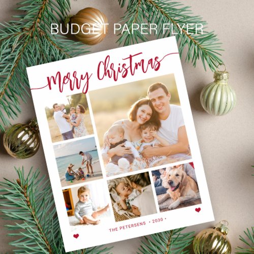 Budget 6 family photo Merry Christmas holiday card Flyer