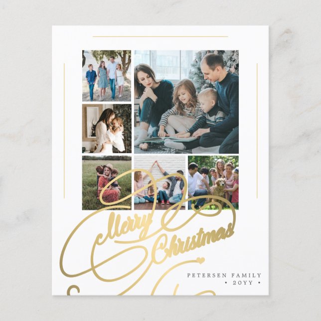Budget 6 family photos Christmas Holiday Card Flyer (Front)