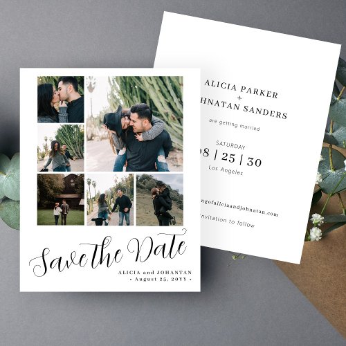 Budget 6 multi photo collage wedding save the date