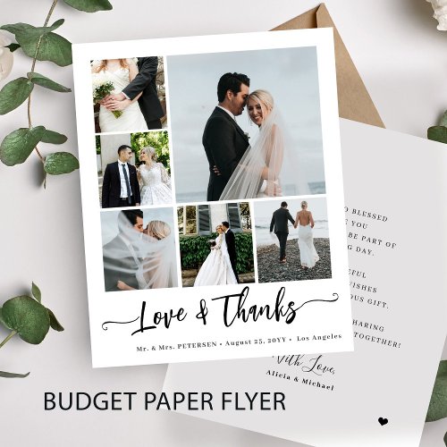 Budget 6 photo collage love and thanks wedding flyer