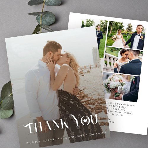 Budget 6 photo collage wedding thank you card
