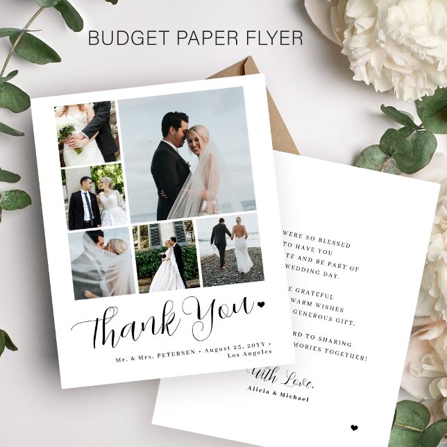 Budget 6 photo collage wedding thank you card flyer (Creator Uploaded)