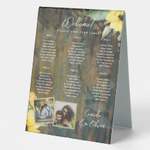 BUDGET 6 Table Rustic Wood SUNFLOWERS PHOTO SEATIN