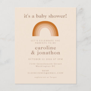 Budget 70s Rainbow Terracotta Baby Shower Invite