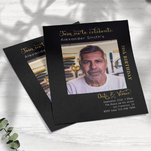 Budget 70th Birthday Black Invitation Flyer