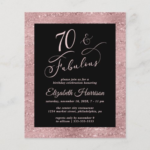Budget 70th Birthday Party Elegant Rose Gold