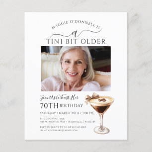 BUDGET 70th Birthday Photo Espresso Martini Invite