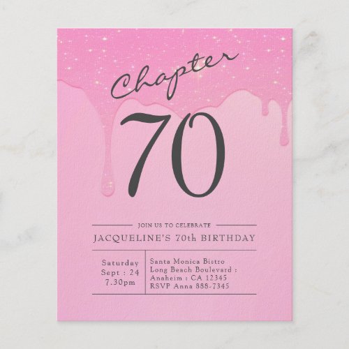Budget 70th Birthday Pink Gray Invitation Flyer